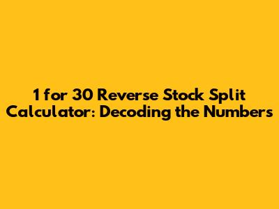 1 for 30 Reverse Stock Split Calculator: Decoding the Numbers