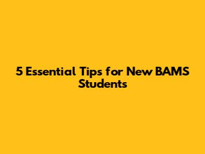 5 Essential Tips for New BAMS Students