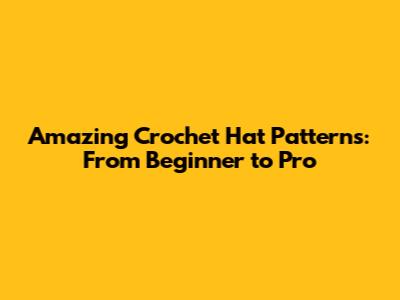 Amazing Crochet Hat Patterns: From Beginner to Pro
