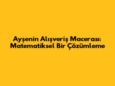 Ayşe'nin Alışveriş Macerası: Matematiksel Bir Çözümleme