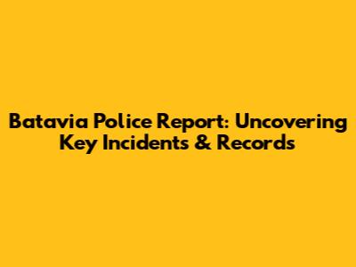 Batavia Police Report: Uncovering Key Incidents & Records