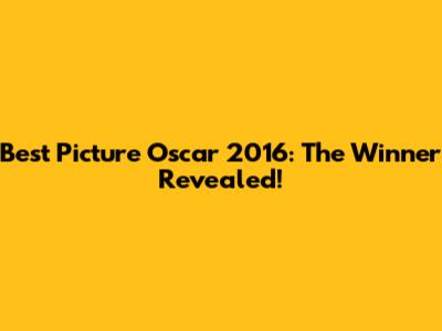 Best Picture Oscar 2016: The Winner Revealed!