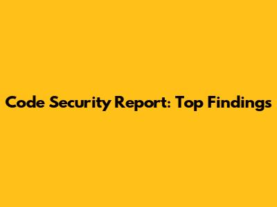 Code Security Report: Top Findings