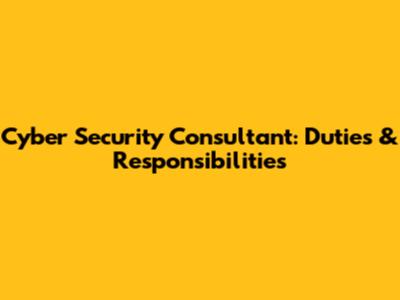 Cyber Security Consultant: Duties & Responsibilities
