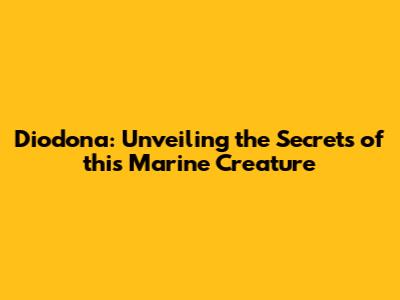 Diodona: Unveiling the Secrets of this Marine Creature