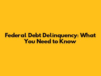 Federal Debt Delinquency: What You Need to Know