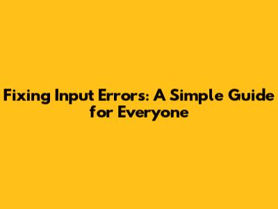 Fixing Input Errors: A Simple Guide for Everyone