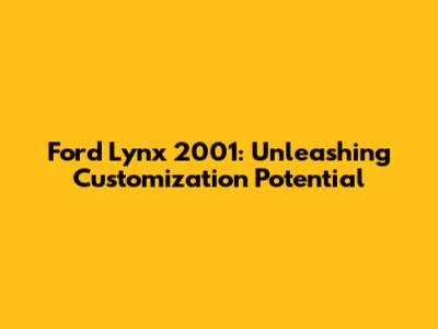 Ford Lynx 2001: Unleashing Customization Potential