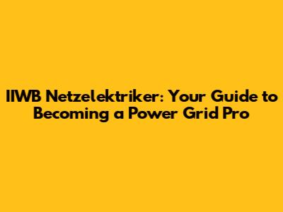 IIWB Netzelektriker: Your Guide to Becoming a Power Grid Pro