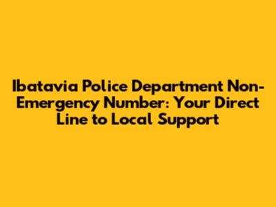 Ibatavia Police Department Non-Emergency Number: Your Direct Line to Local Support
