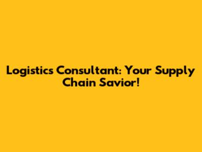Logistics Consultant: Your Supply Chain Savior!