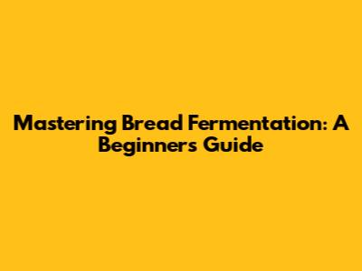 Mastering Bread Fermentation: A Beginner's Guide