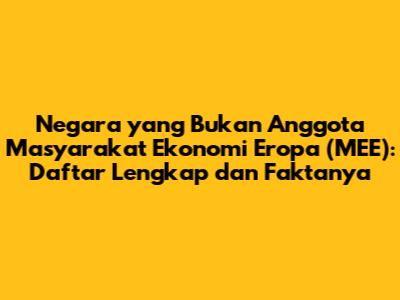 Negara yang Bukan Anggota Masyarakat Ekonomi Eropa (MEE): Daftar Lengkap dan Faktanya