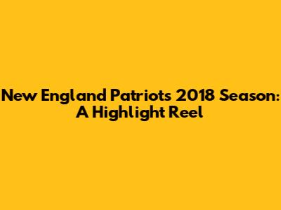 New England Patriots' 2018 Season: A Highlight Reel
