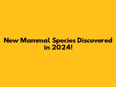 New Mammal Species Discovered in 2024!