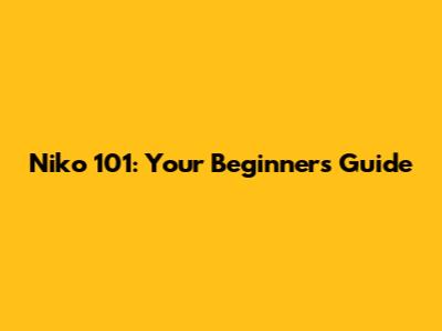 Niko 101: Your Beginner's Guide