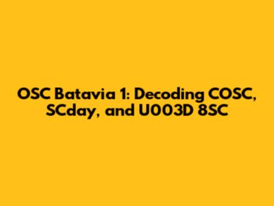 OSC Batavia 1: Decoding COSC, SCday, and U003D 8SC