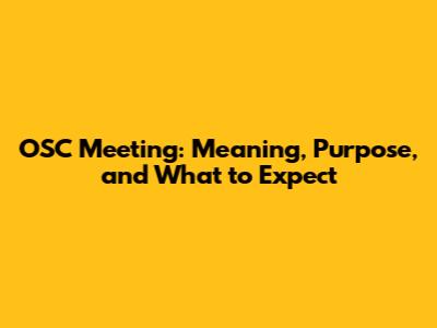 OSC Meeting: Meaning, Purpose, and What to Expect
