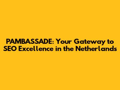 PAMBASSADE: Your Gateway to SEO Excellence in the Netherlands