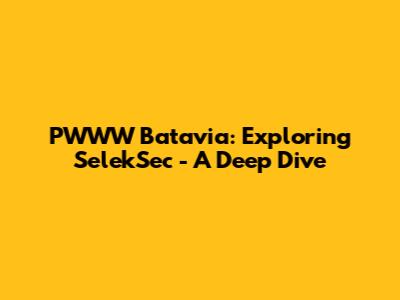 PWWW Batavia: Exploring SelekSec - A Deep Dive