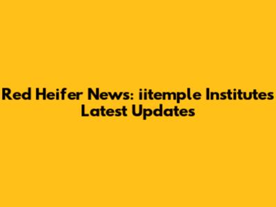 Red Heifer News: iitemple Institute's Latest Updates