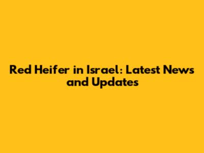 Red Heifer in Israel: Latest News and Updates
