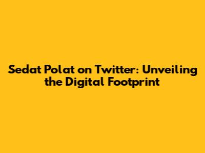 Sedat Polat on Twitter: Unveiling the Digital Footprint