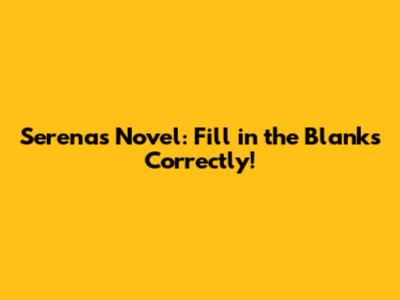 Serena's Novel: Fill in the Blanks Correctly!
