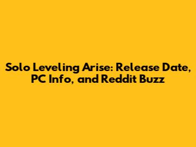 Solo Leveling Arise: Release Date, PC Info, and Reddit Buzz