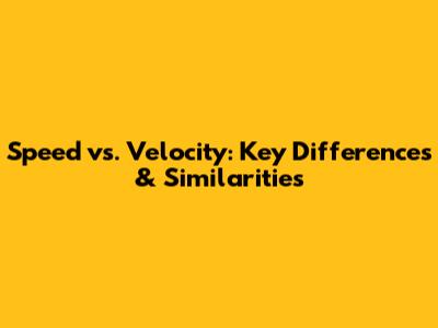Speed vs. Velocity: Key Differences & Similarities