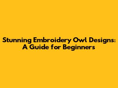 Stunning Embroidery Owl Designs: A Guide for Beginners