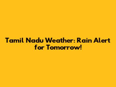 Tamil Nadu Weather: Rain Alert for Tomorrow!