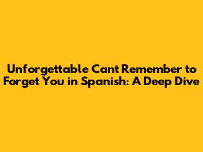 Unforgettable 'Can't Remember to Forget You' in Spanish: A Deep Dive