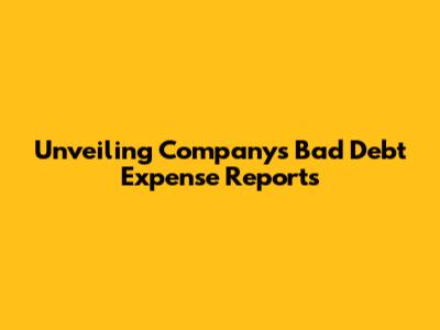 Unveiling Company's Bad Debt Expense Reports