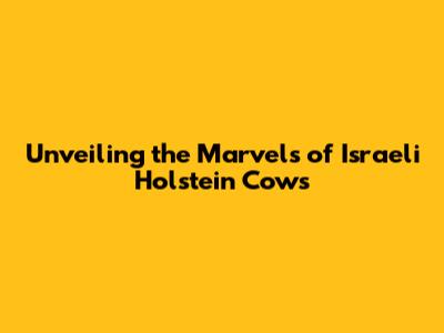 Unveiling the Marvels of Israeli Holstein Cows