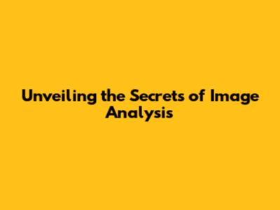 Unveiling the Secrets of Image Analysis